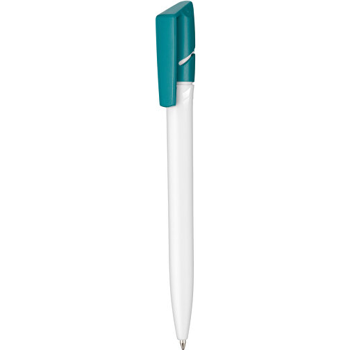 Kugelschreiber TWISTER , Ritter-Pen, petrol/weiß, ABS-Kunststoff, 14,50cm (Länge), Bild 1