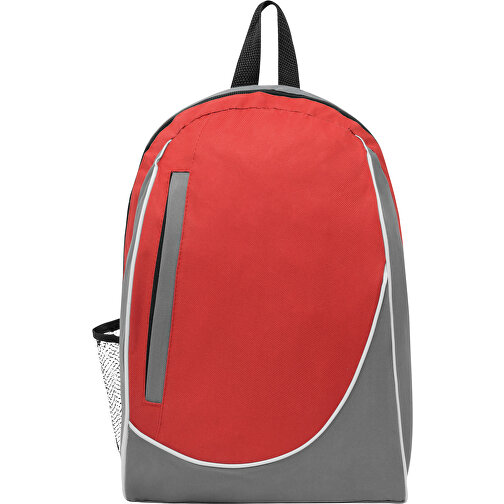 Rucksack POP , grau, rot, 600D Polyester, 28,50cm x 39,50cm x 15,00cm (Länge x Höhe x Breite), Bild 2