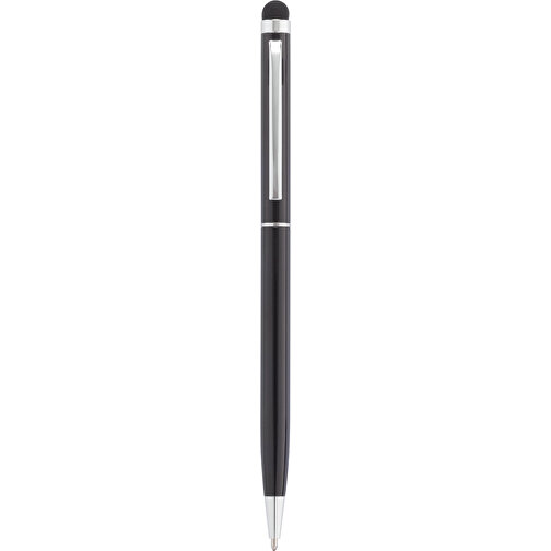Schlanker Aluminiumkugelschreiber Mit Stylus, Schwarz , schwarz, Aluminium, 13,60cm (Höhe), Bild 5