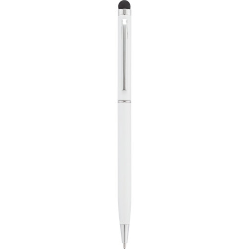 Schlanker Aluminiumkugelschreiber Mit Stylus, Weiß , weiß, Aluminium, 13,60cm (Höhe), Bild 5