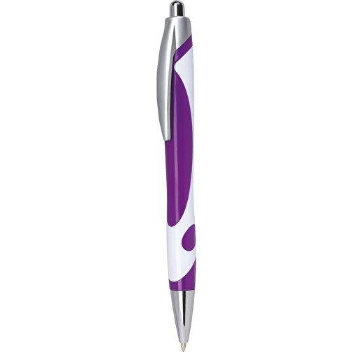 Kugelschreiber MODERN , lila, weiß, Kunststoff, 14,30cm (Länge), Bild 1