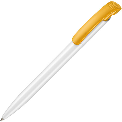 Kugelschreiber CLEAR SHINY , Ritter-Pen, apricot/weiß, ABS-Kunststoff, 14,80cm (Länge), Bild 2