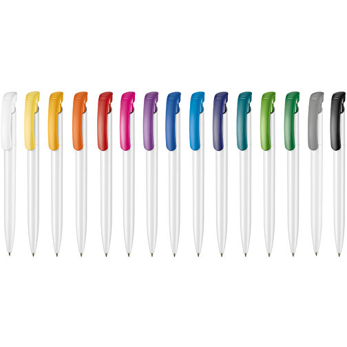 Kugelschreiber CLEAR SHINY , Ritter-Pen, signalrot/weiß, ABS-Kunststoff, 14,80cm (Länge), Bild 4