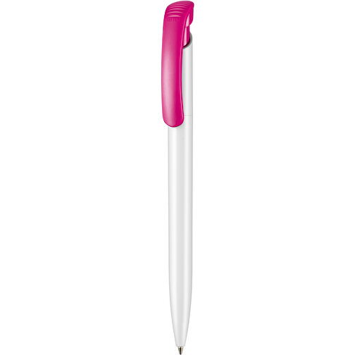 Kugelschreiber CLEAR SHINY , Ritter-Pen, pink/weiss, ABS-Kunststoff, 14,80cm (Länge), Bild 1