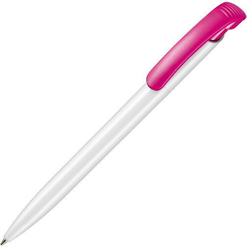 Kugelschreiber CLEAR SHINY , Ritter-Pen, pink/weiß, ABS-Kunststoff, 14,80cm (Länge), Bild 2