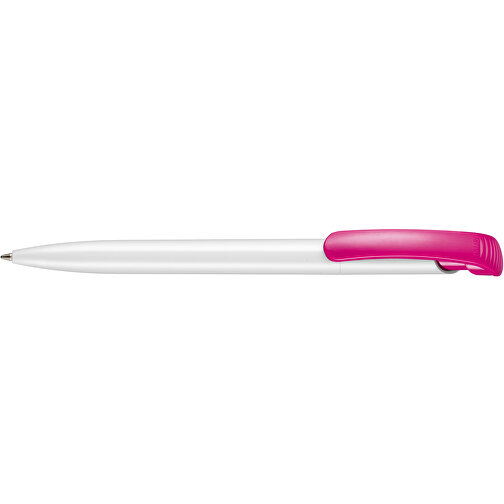 Kugelschreiber CLEAR SHINY , Ritter-Pen, pink/weiß, ABS-Kunststoff, 14,80cm (Länge), Bild 3