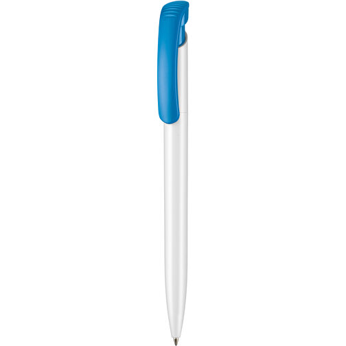 Kugelschreiber CLEAR SHINY , Ritter-Pen, himmelblau/weiß, ABS-Kunststoff, 14,80cm (Länge), Bild 1