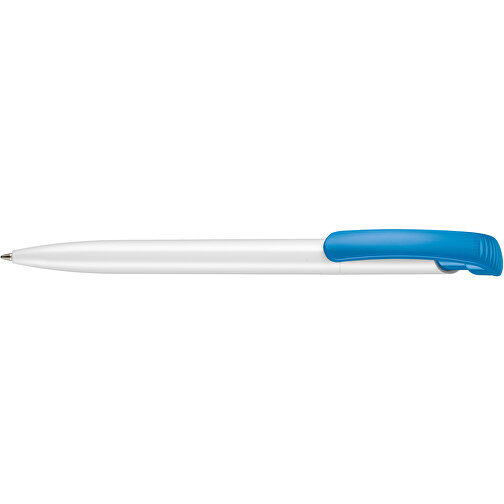 Kugelschreiber CLEAR SHINY , Ritter-Pen, himmelblau/weiß, ABS-Kunststoff, 14,80cm (Länge), Bild 3