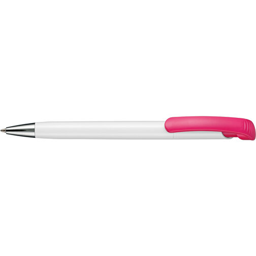 Kugelschreiber BONITA , Ritter-Pen, pink/weiß, ABS-Kunststoff, 14,80cm (Länge), Bild 3