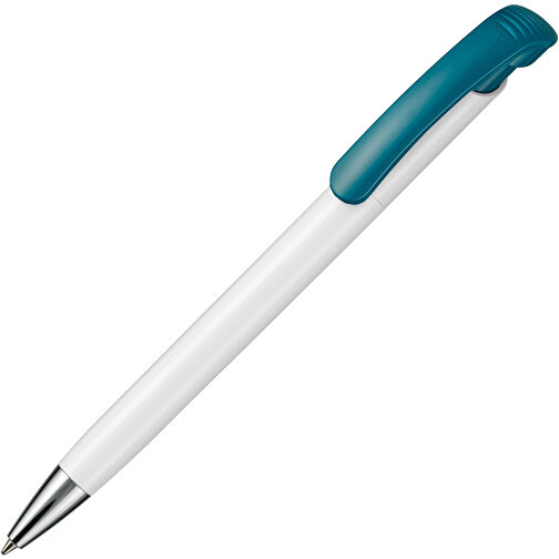 Kugelschreiber BONITA , Ritter-Pen, petrol/weiß, ABS-Kunststoff, 14,80cm (Länge), Bild 2