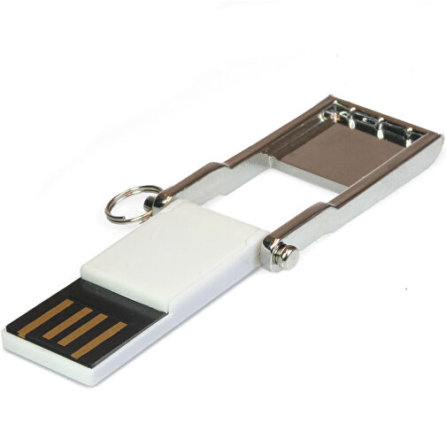 USB-Stick TINY 2GB , Promo Effects MB , silber / weiß MB , 2 GB , Zinklegierung MB , 3 - 10 MB/s MB , 3,00cm x 0,40cm x 1,60cm (Länge x Höhe x Breite), Bild 1