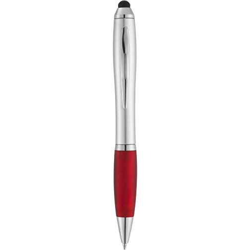 Nash Stylus Kugelschreiber Silbern Mit Farbigem Griff , silber / rot, ABS Kunststoff, 13,70cm (Länge), Bild 1