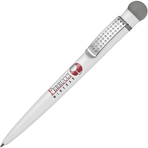 Kugelschreiber SATELLITE , Ritter-Pen, steingrau/weiss, ABS-Kunststoff, 14,60cm (Länge), Bild 2