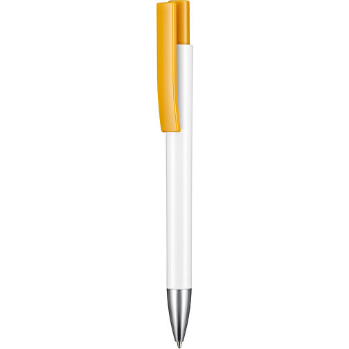 Kugelschreiber STRATOS , Ritter-Pen, apricot/weiß, ABS-Kunststoff, 14,50cm (Länge), Bild 1