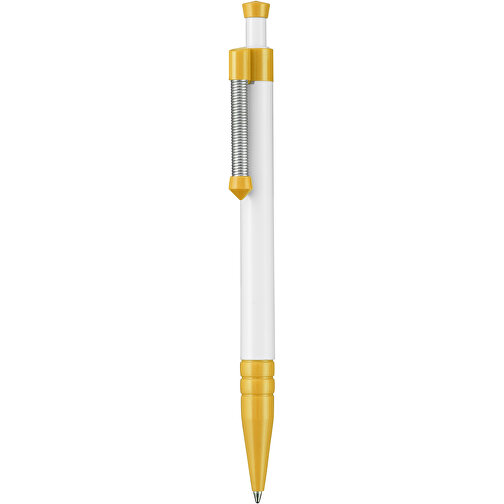 Kugelschreiber SPRING , Ritter-Pen, apricot/weiß, ABS-Kunststoff, 14,10cm (Länge), Bild 1