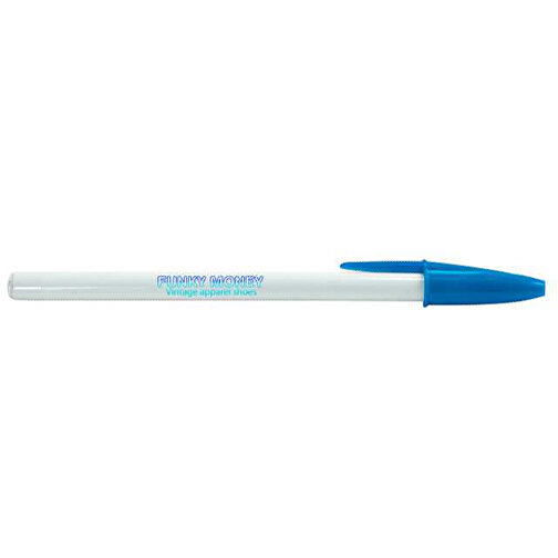 BIC® Style Kugelschreiber , BiC, weiss/blau, Kunststoff, 1,20cm x 14,90cm (Länge x Breite), Bild 3