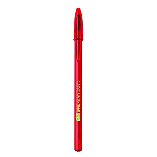 BIC® Style Clear Kugelschreiber , BiC, transparent rot, Kunststoff, 14,90cm x 1,20cm (Länge x Breite), Bild 1