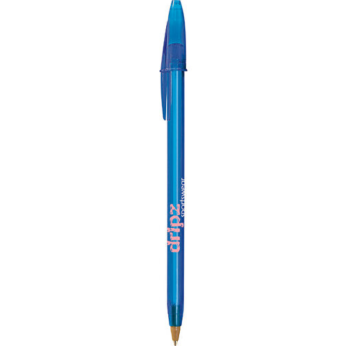 BIC® Style Clear Kugelschreiber , BiC, transparent blau, Kunststoff, 14,90cm x 1,20cm (Länge x Breite), Bild 1