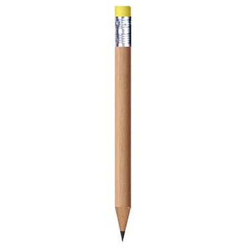 Bleistift, Natur, Rund, Mit Radierer, Kurz , neongelb, Holz, 9,50cm x 0,70cm x 0,70cm (Länge x Höhe x Breite), Bild 1