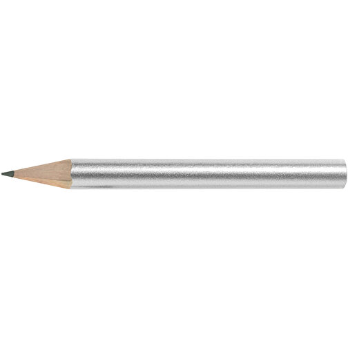 Bleistift, Lackiert, Rund, Kurz , silber, Holz, 8,50cm x 0,70cm x 0,70cm (Länge x Höhe x Breite), Bild 3