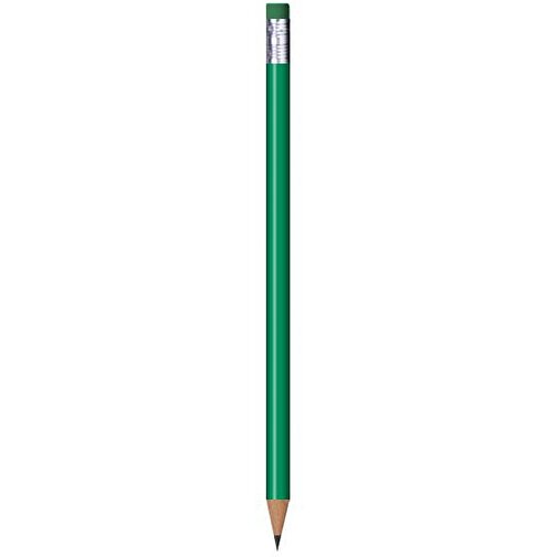 Bleistift Rund, Lackiert, Mit Radierer , grün, Radierer grün, Holz, 18,50cm x 0,70cm x 0,70cm (Länge x Höhe x Breite), Bild 1