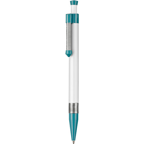 Kugelschreiber Spring SP , Ritter-Pen, petrol/weiß, ABS-Kunststoff, 14,10cm (Länge), Bild 1
