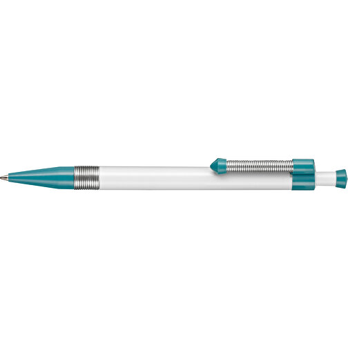 Kugelschreiber Spring SP , Ritter-Pen, petrol/weiß, ABS-Kunststoff, 14,10cm (Länge), Bild 3