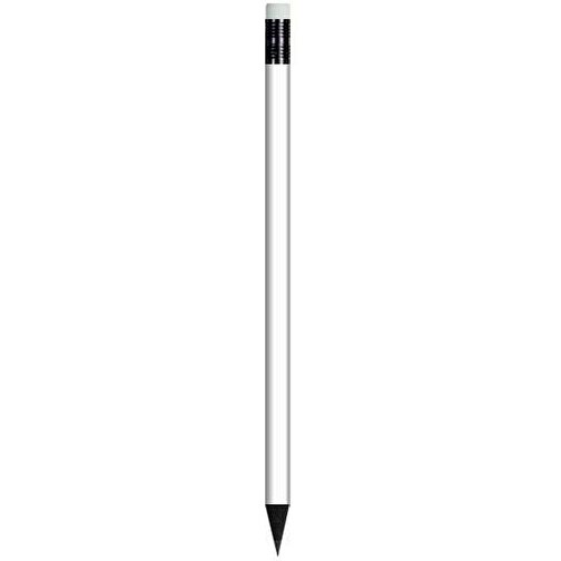 Schwarz Gefärbter Bleistift, Lackiert, Mit Radiergummi, Rund , weiß, Radierer weiß, Holz, 18,50cm x 0,70cm x 0,70cm (Länge x Höhe x Breite), Bild 1