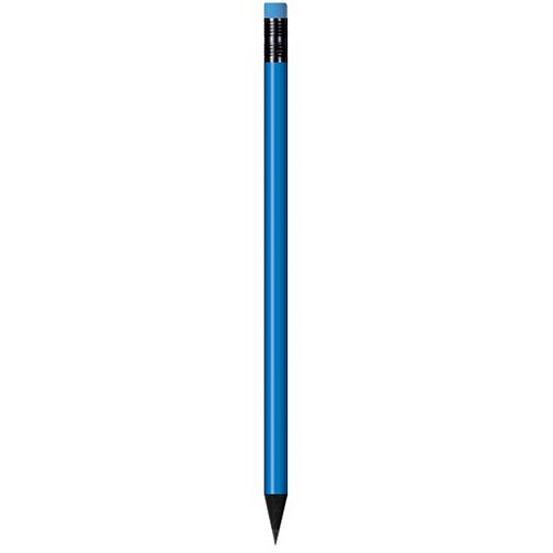 Schwarz Gefärbter Bleistift, Lackiert, Mit Radiergummi, Rund , blau, Radierer hellblau, Holz, 18,50cm x 0,70cm x 0,70cm (Länge x Höhe x Breite), Bild 1