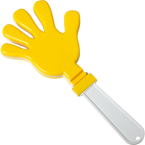 Klapperhand , weiss/gelb, Kunststoff, 28,50cm x 2,20cm x 13,50cm (Länge x Höhe x Breite), Bild 1