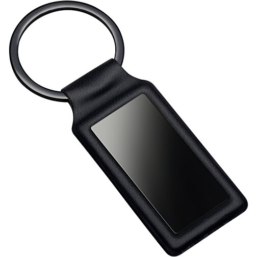 Schlüsselanhänger RE98-DAKAR , Re98, schwarz, Kunstleder, Metall, 9,00cm x 0,30cm x 2,80cm (Länge x Höhe x Breite), Bild 1
