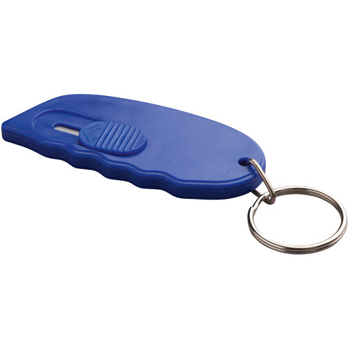 Mini-Cutter Mit Schlüsselring RE98-TONGI , Re98, blau, Kunststoff, Metall, 10,00cm x 1,00cm x 3,10cm (Länge x Höhe x Breite), Bild 1