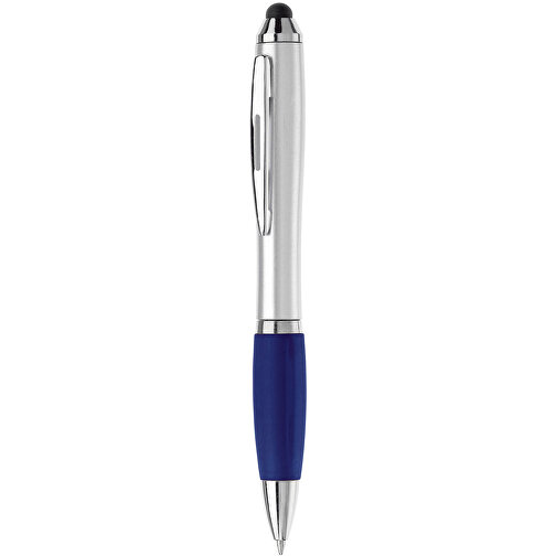 Kugelschreiber Hawaï Mit Touch , silber / blau, ABS, 13,50cm (Länge), Bild 1