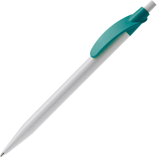 Kugelschreiber Cosmo Hardcolour , weiß / türkis, ABS, 14,50cm (Länge), Bild 2