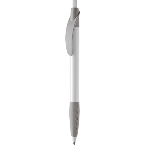Kugelschreiber Cosmo Grip HC , weiß / silber, ABS, 14,50cm (Länge), Bild 1