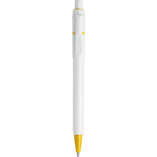 Kugelschreiber Baron Hardcolour , weiß / gelb, ABS, 13,30cm (Länge), Bild 1