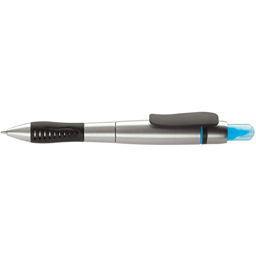 Kugelschreiber Mit Textmarker , silber / blau, ABS & PP, 14,00cm (Länge), Bild 3