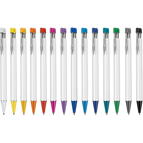 Kugelschreiber EMPIRE , Ritter-Pen, azurblau/weiß, ABS-Kunststoff, 14,50cm (Länge), Bild 4