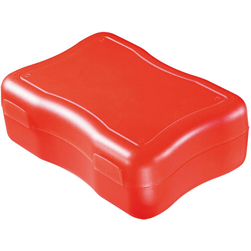 Brotzeitdose 'Wave', Mittel , standard-rot, Kunststoff, 16,00cm x 5,00cm x 11,30cm (Länge x Höhe x Breite), Bild 1