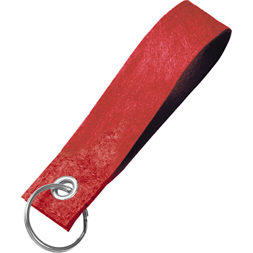 Filz-Schlüsselanhänger 'Strap' , rot, Textil, 12,00cm x 0,50cm x 2,50cm (Länge x Höhe x Breite), Bild 1