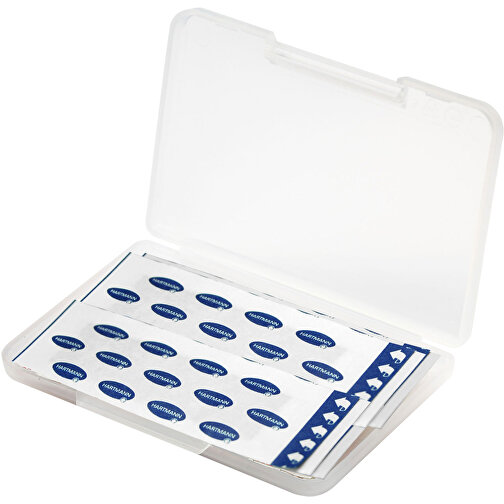 Notfall-Set 'Pflaster Box' , transparent-milchig, Kunststoff, 10,20cm x 1,10cm x 6,80cm (Länge x Höhe x Breite), Bild 1