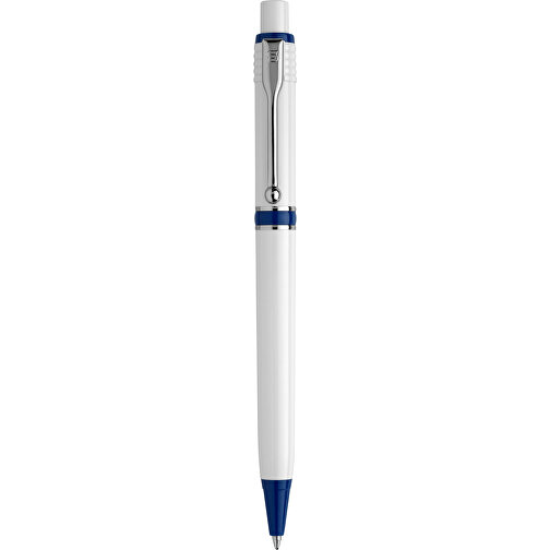 Kugelschreiber Raja Hardcolour , weiß / dunkelblau, ABS & Metall, 14,00cm (Länge), Bild 1
