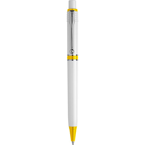 Kugelschreiber Raja Hardcolour , weiß / gelb, ABS & Metall, 14,00cm (Länge), Bild 1