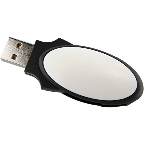 USB Stick SWING OVAL 16GB , Promo Effects MB , schwarz weiß MB , 16 GB , Kunststoff MB , 3 - 10 MB/s MB , 5,40cm x 0,90cm x 2,60cm (Länge x Höhe x Breite), Bild 1