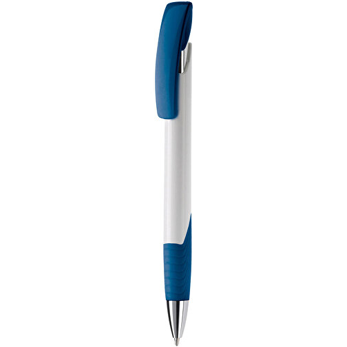 Kugelschreiber Zorro Hardcolour , weiß / dunkelblau, ABS & Metall, 14,50cm (Länge), Bild 1