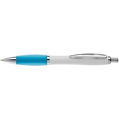 Kugelschreiber Hawaï Weiss , weiss / hellblau, ABS & Metall, 14,00cm (Länge), Bild 3