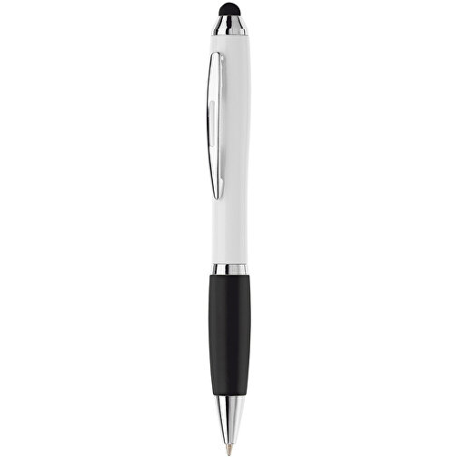 Kugelschreiber Hawaï Stylus Weiss , weiss / schwarz, ABS, 13,50cm (Länge), Bild 1