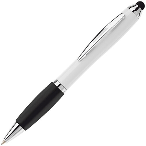 Kugelschreiber Hawaï Stylus Weiß , weiß / schwarz, ABS, 13,50cm (Länge), Bild 2