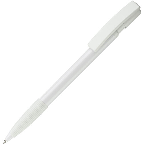 Kugelschreiber Nash Hardcolour Mit Gummigriff , weiß / weiß, ABS, 14,50cm (Länge), Bild 2