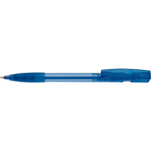 Kugelschreiber Nash Transparent Mit Gummigriff , transparent blau, ABS, 14,50cm (Länge), Bild 3